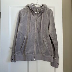 Athleta Light Gray Velour Hoodie
